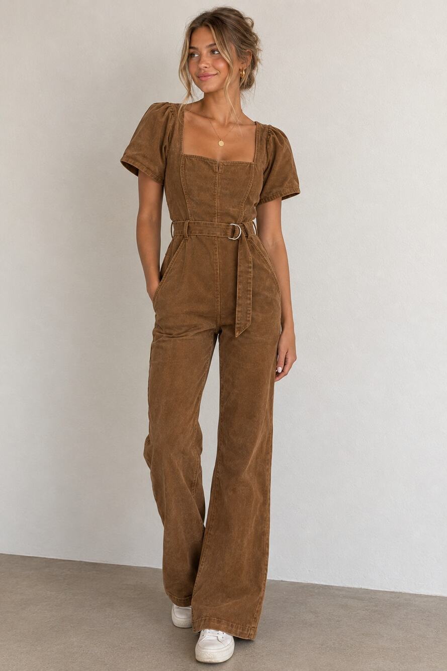 Gilli Brown Utility Jumpsuit large